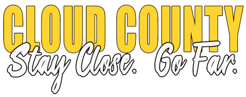 White & yellow Cloud County Community College Logo