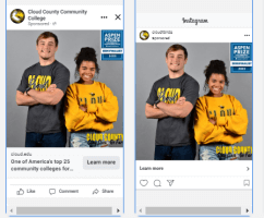 Cloud County Community College Facebook and Instagram ad previews