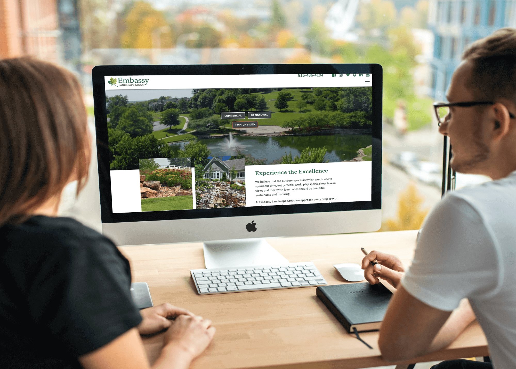 Embassy landscape website on computer