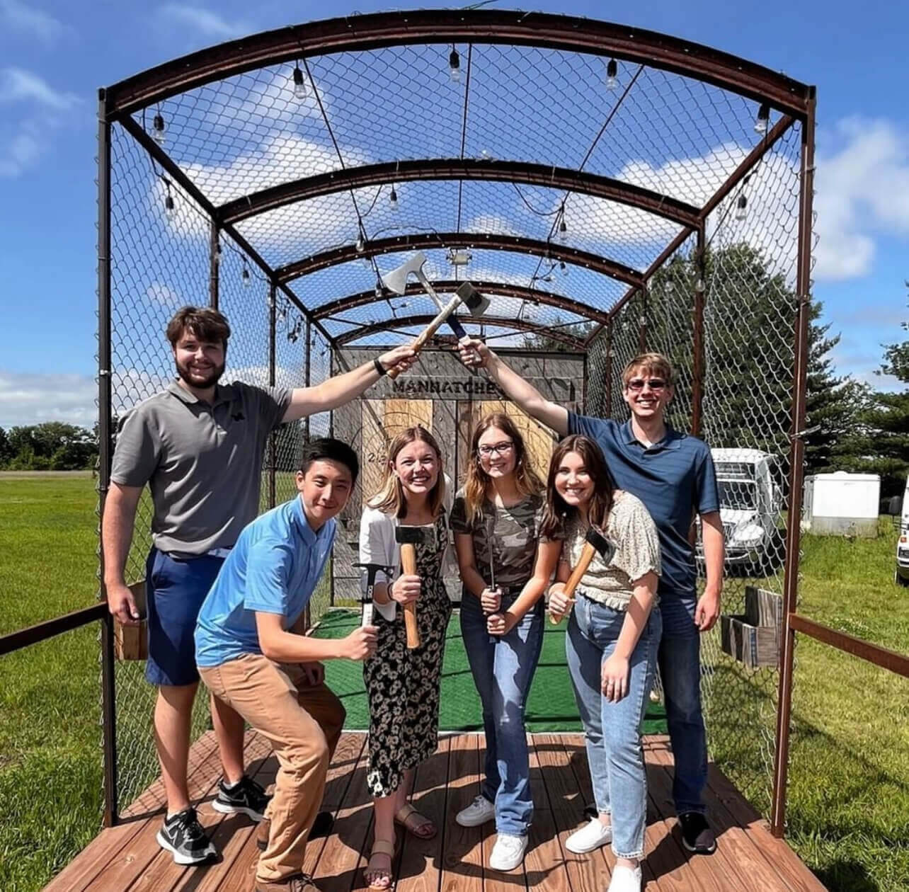 Interns axe throwing